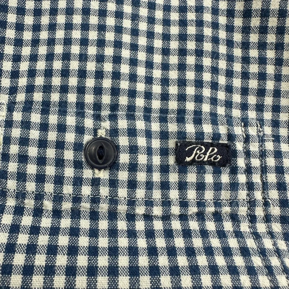Polo Ralph Lauren Boys Button Down Shirt XL 18-20 Dark Blue White Check Cotton